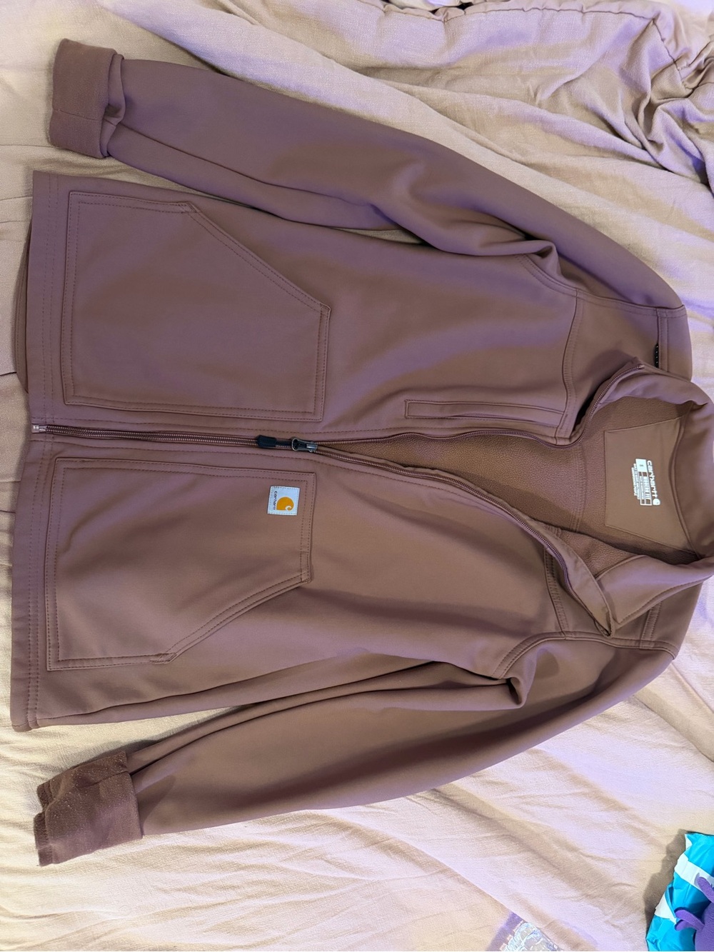 Carhartt women’s Brown Zip-Front fleece lined scrub jacket